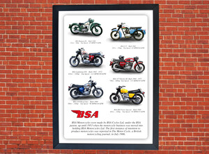 BSA Motorbike Motorcycle Compilation A3/A4 Size Print Poster on Photographic Paper