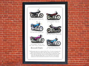Kawasaki Triple Motorcycle Motorbike Compilation A3/A4 Poster Photographic Paper