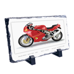 Ducati 900ss Super Sport Motorcycle on a Natural slate rock with stand 10x15cm