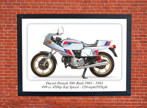 Ducati Pantah 500 Motorcycle - A3/A4 Size Print Poster