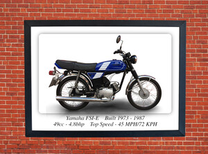 Yamaha FS1-E Moped Motorcycle - A3/A4 Size Print Poster