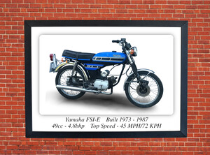 Yamaha FS1-E Blue Moped - A3 Size Print Poster
