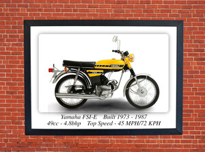 Yamaha FS1-E Yellow Moped - A3 Size Print Poster