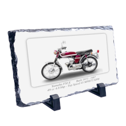 Yamaha FS1-E Motorcycle on a Natural slate rock with stand 10x15cm