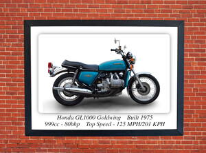 Honda GL1000 Goldwing Motorcycle A3/A4 Size Print Poster on Photographic Paper