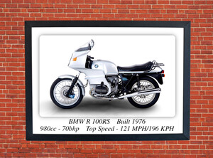 BMW R 100RS Motorcycle - A3/A4 Size Print Poster