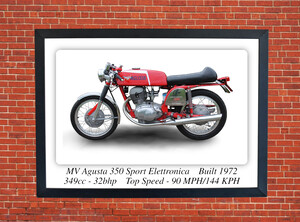 MV Agusta 350 Sport Elettronica Motorcycle - A3/A4 Size Print Poster