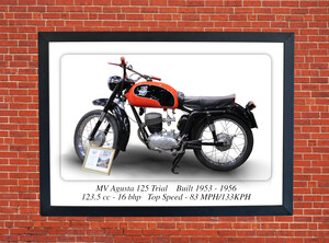 MV Agusta 125 Trial Motorcycle - A3/A4 Size Print Poster