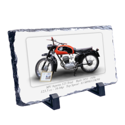 MV Agusta 125 Trial Motorcycle Coaster Natural slate rock with stand 10x15cm