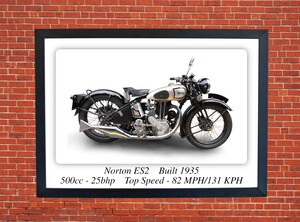 Norton ES2 Motorcycle - A3 Size Print Poster