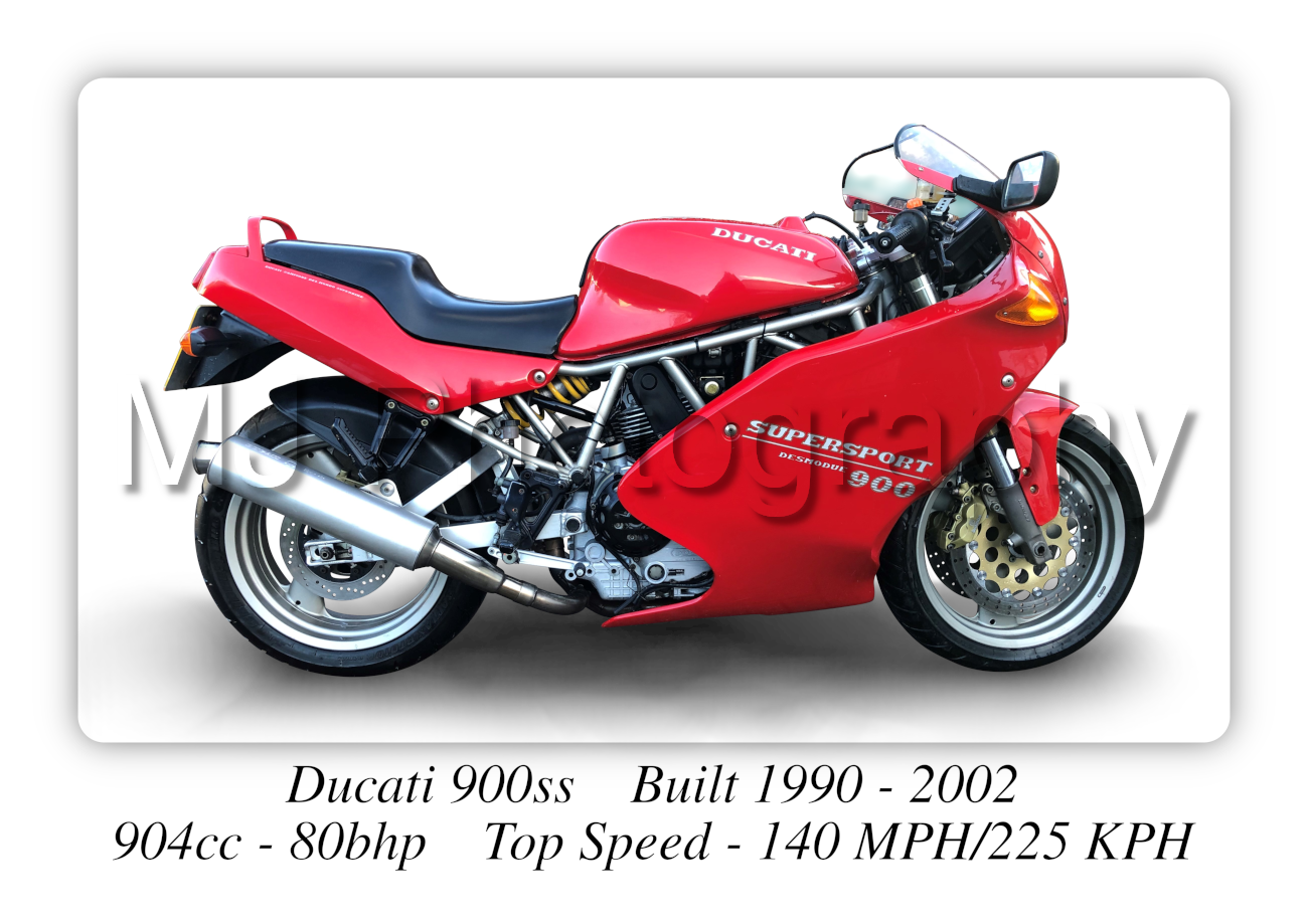 Ducati 900ss Super Sport Motorcycle - A3 Size Print Poster