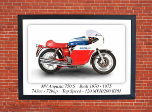 MV Agusta 750 S Motorcycle A3 Size Poster