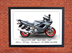 Ducati ST3s ABS Sports Motorcycle - A3/A4 Size Print Poster