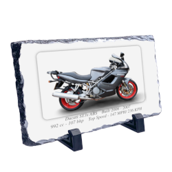 Ducati ST3s ABS Motorcycle on a Natural slate rock with stand 10x15cm