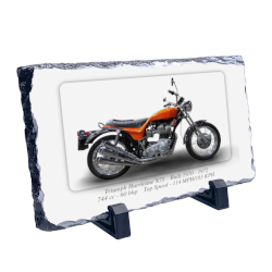 Triumph Hurricane X75 Motorcycle on a Natural slate rock with stand 10x15cm