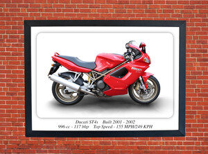 Ducati ST4s Sports Tourer Biposto Motorcycle - A3/A4 Size Print Poster