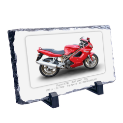 Ducati ST4s Motorcycle on a Natural slate rock with stand 10x15cm