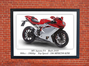MV Agusta F4 1000 Motorcycle - A3 Size Print Poster