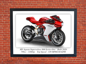 MV Agusta Superveloce 800 Series Oro Motorcycle - A3 Size Print Poster