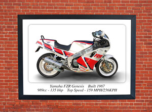Yamaha FZR Genesis Motorcycle - A3/A4 Size Print Poster