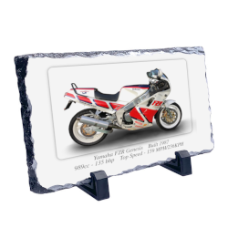 Yamaha FZR Genesis Motorcycle on a Natural slate rock with stand 10x15cm