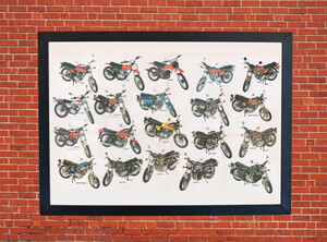 Honda Compilation 1970's Motorcycle Poster - on Photographic Paper