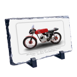 BSA Bantam 175 Motorcycle on a Natural slate rock with stand 10x15cm