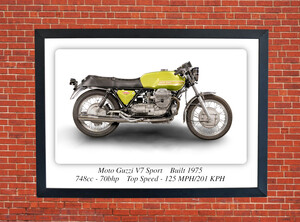 Moto Guzzi V7 Sport Motorcycle - A3/A4 Size Print Poster