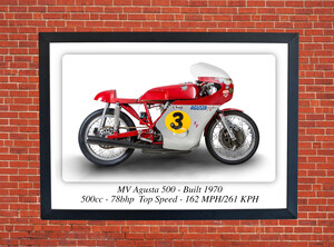 MV Agusta 500 Motorcycle - A3/A4 Size Print Poster