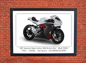 MV Agusta Superveloce 800 Motorcycle - A3/A4 Size Print Poster
