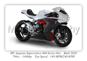MV Agusta Superveloce 800 Motorcycle - A3/A4 Size Print Poster