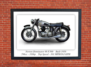 Norton Dominator 88 F300 Motorcycle - A3/A4 Size Print Poster
