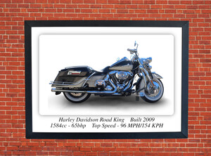 Harley Davidson Road King 2009 Motorcycle - A3/A4 Size Print Poster
