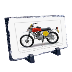 Gilera Enduro Motorcycle on a Natural slate rock with stand 10x15cm