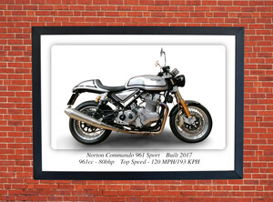 Norton Commando 961 Sport Motorcycle - A3/A4 Size Print Poster