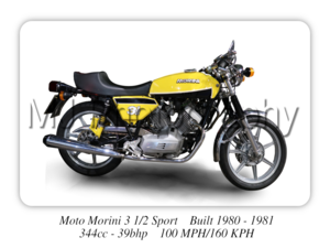 Moto Morini 3 1/2 Sport Classic Motorcycle - A3/A4 Size Print Poster