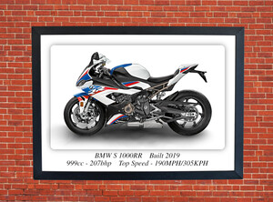 BMW S 1000RR Motorcycle - A3/A4 Size Print Poster