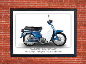 Honda C90 Motorcycle - A3/A4 Size Print Poster