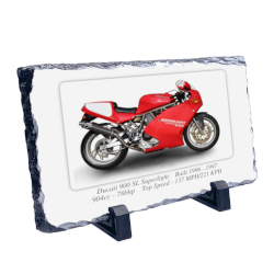 Ducati 900 SL Superlight Motorcycle on a Natural slate rock with stand 10x15cm