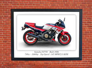 Yamaha FZ750 Motorcycle - A3/A4 Size Print Poster