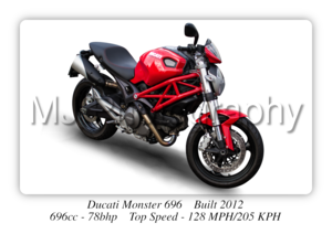 Ducati Monster 696 Motorbike Motorcycle - A3/A4 Size Print Poster