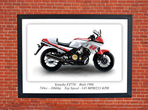 Yamaha FZ750 Motorcycle - A3 Size Print Poster