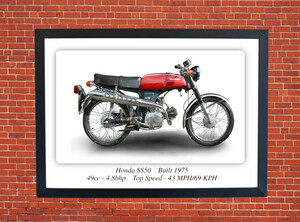 Honda SS50 Motorbike Motorcycle A3/A4 Size Print Poster on Photographic Paper