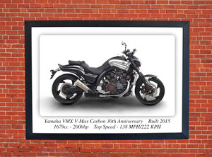 Yamaha VMX V-Max Carbon 30th Anniversary Motorcycle A3/A4 Size Poster
