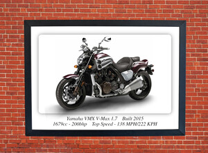 Yamaha VMX V.MAX 1.7 Motorcycle A3/A4 Size Poster