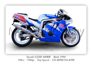 Suzuki GSXR 400RR Sports Production Motorbike Motorcycle - A3/A4 Size Print Poster