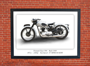 Triumph Tiger S90 1970 Motorbike Motorcycle - A3/A4 Size Print Poster