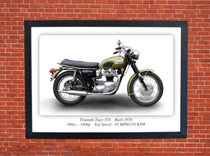 Triumph Tiger S78 1970 Motorbike Motorcycle - A3/A4 Size Print Poster