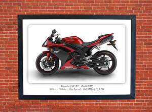 Yamaha YZF R1 Motorbike Motorcycle - A3/A4 Size Print Poster