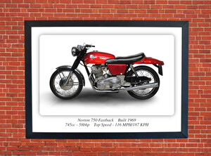 Norton 750 Fastback Motorbike Motorcycle - A3/A4 Size Print Poster